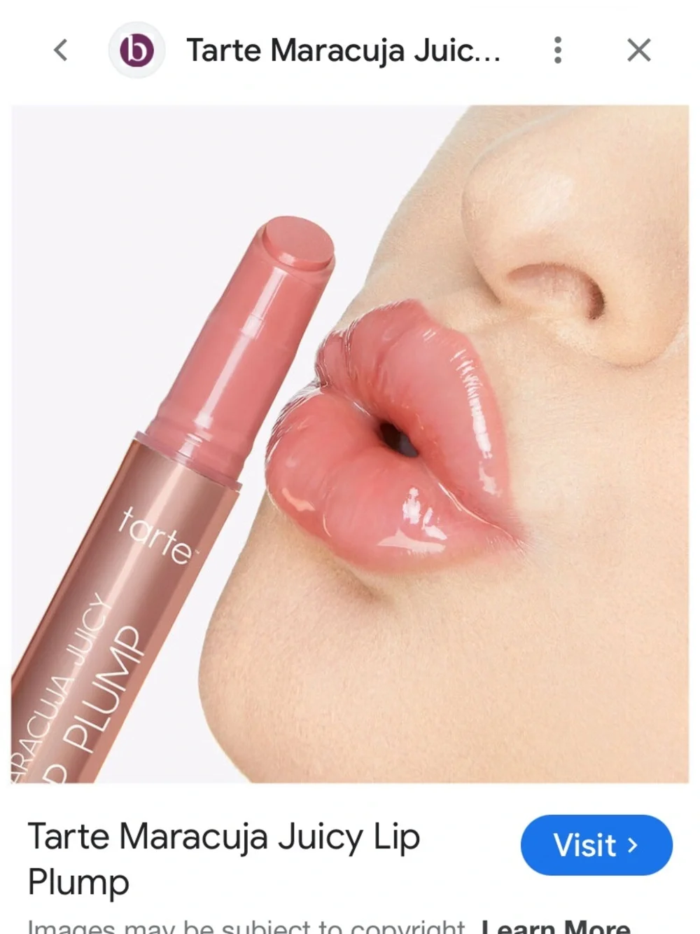 tarte Maracuja Juicy Lip Plump — glossy blushed pink